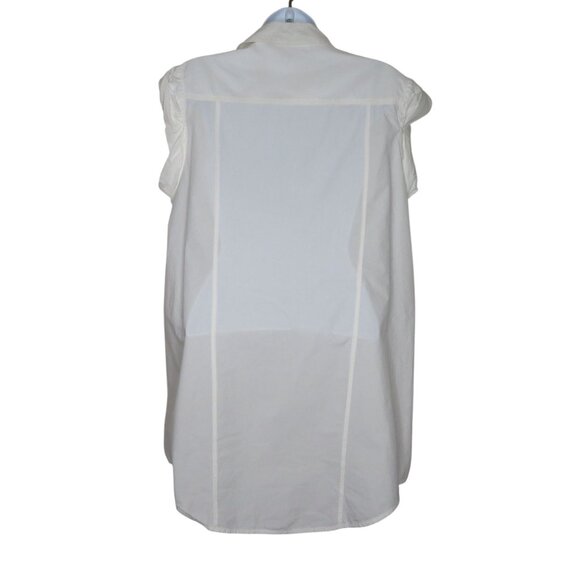 Vintage DKNY Cap Sleeve Tunic Button-Up Blouse White Cotton Womens US 8/GB 10/IT - Picture 7 of 14